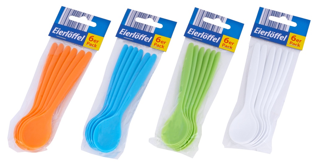 Eierlepels, 6-delige set, verschillende kleuren