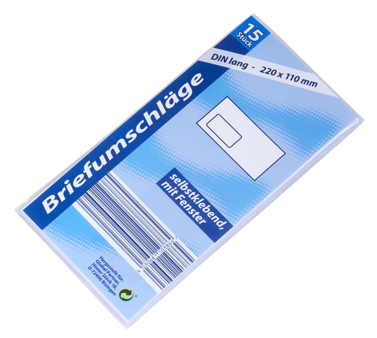 Конверты для писем с окном DL,15 шт.