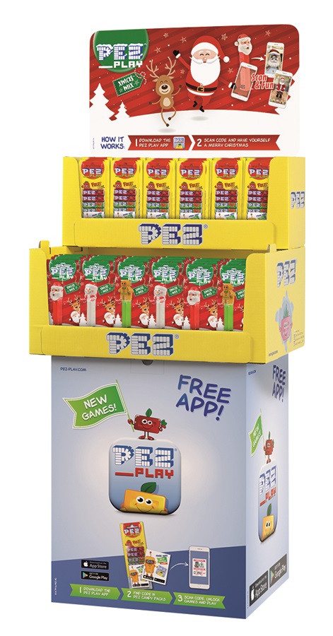 Kerstdisplay "PEZ" dispenser en navullingen, 120 stuks
