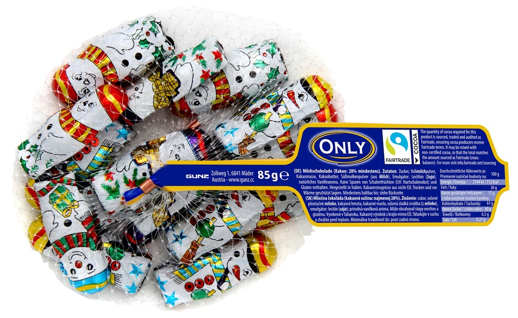 Sneeuwmannen melkchocolade met melkcrèmevulling