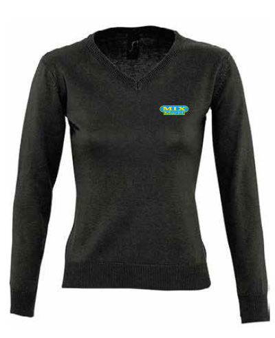 Dames Trui V-hals, Kleur: Zwart, Maat: XS - XXL