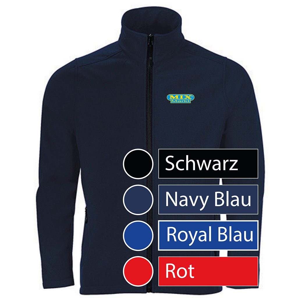 Heren Softshell Jas Lange Mouwen, Kleur: Marineblauw, Maat: S - 3XL