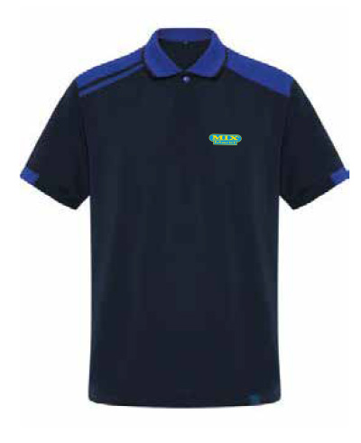 Funktionspoloshirt 2-kleurig, Kleur: Marine-Royal, Maat: S - 3XL