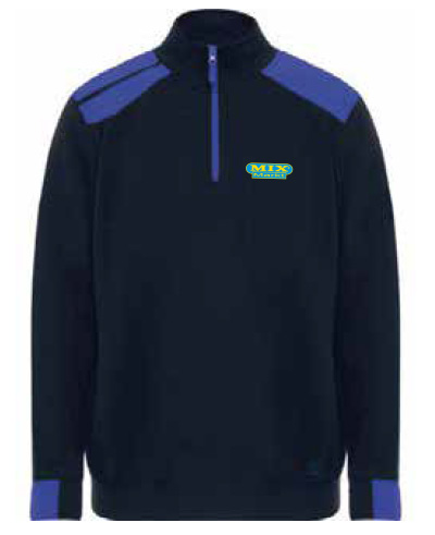 Zip-Pullover 2-kleurig, Kleur: Marine-Royal, Maat: S - 3XL