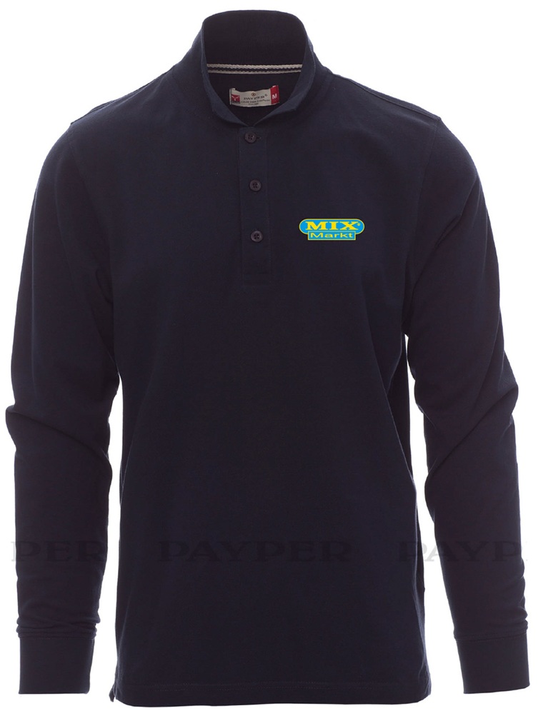 Heren Poloshirt Katoen Premium Beste Prijs Langarm Geborduurd, XS-5XL, Marineblauw