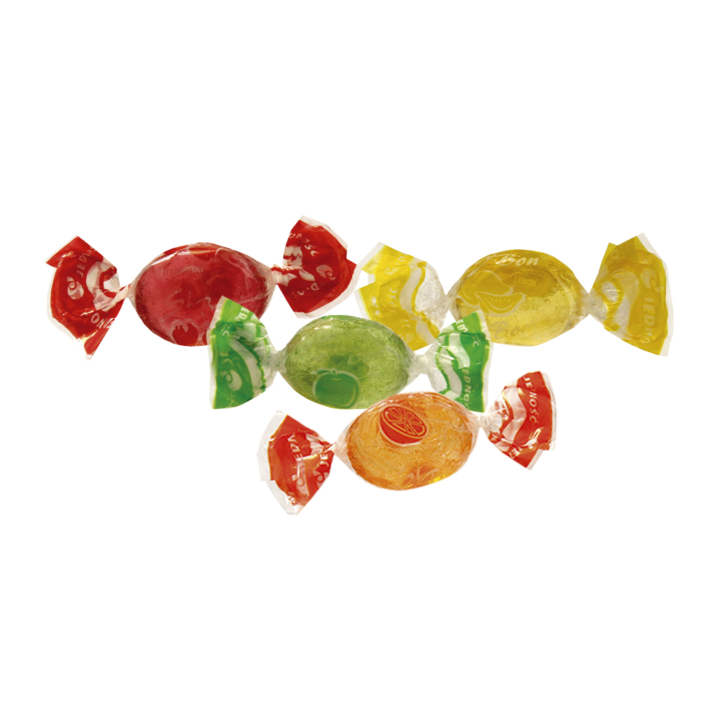 Hartkaramellen met citroen-, sinaasappel-, aardbei- of appelsmaak "Si-Bon"