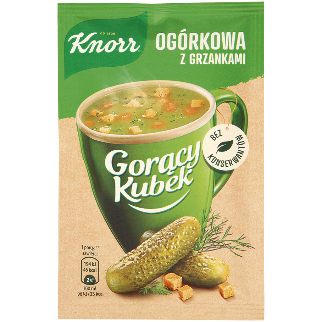 Knorr Hot Cup - Snelle komkommersoep met knapperige croutons