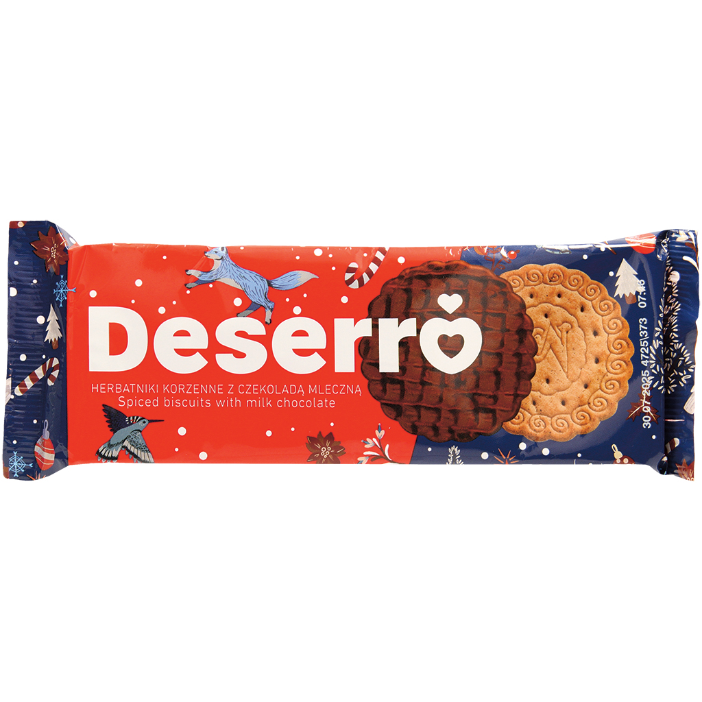Deserro speculaas koekjes met melkchocolade (32%).