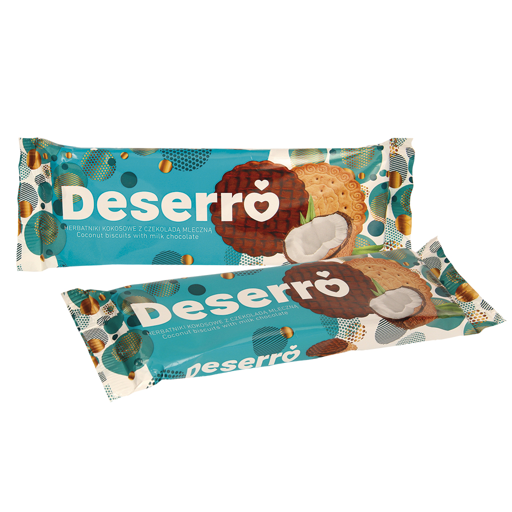Koekjes met kokos smaak en met melkchocolade "Deserro kokoskoekjes met melkchocolade"