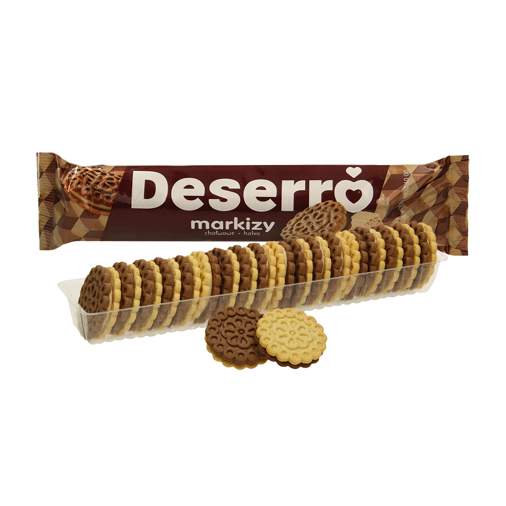 Deserro markizy chalwowe Doppelkeksen met sesamhoudende crème (30%).