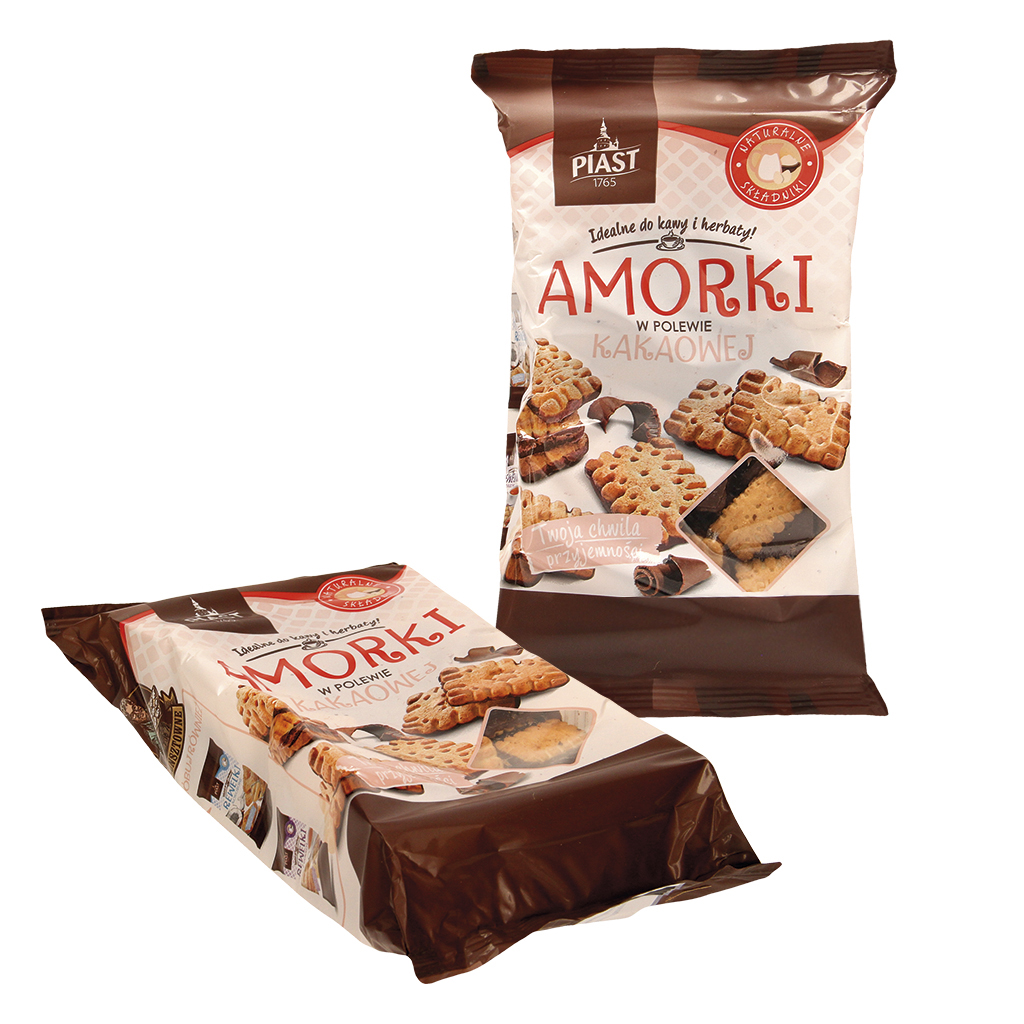 PIAST "Amorki w polewie kakaowej" Печенье частично в какаосодержащей глазури.