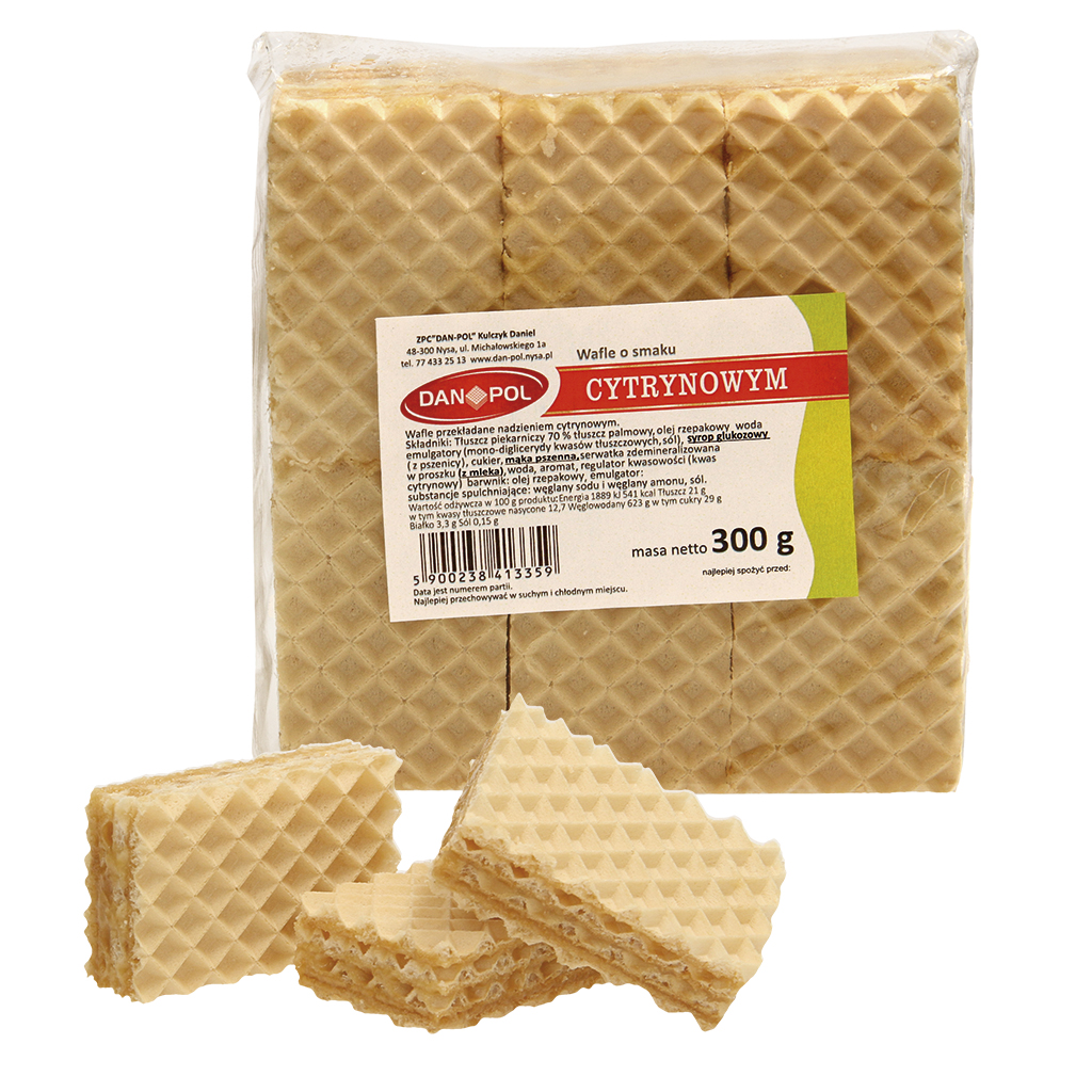 Wafels met 77% crèmevulling met citroensmaak