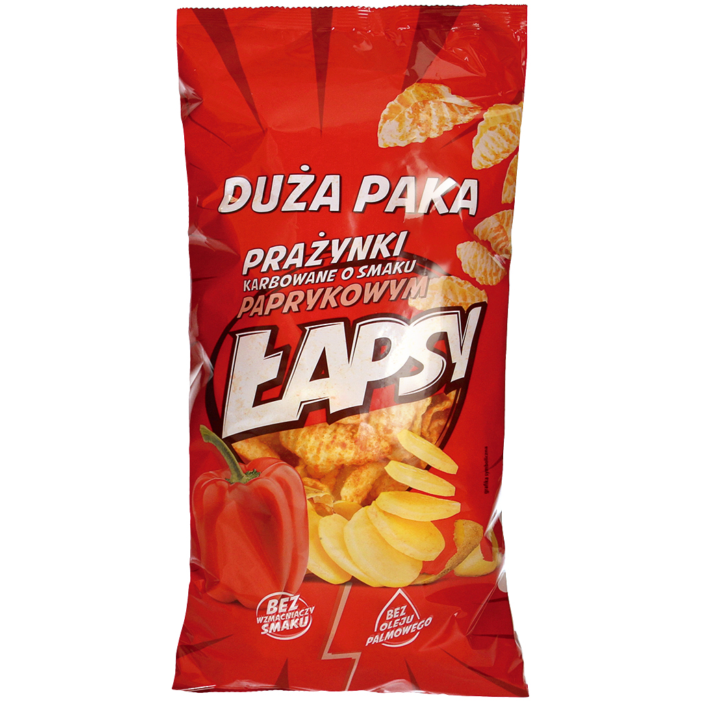 LAPSY Gekartelde snacks met paprikasmaak.