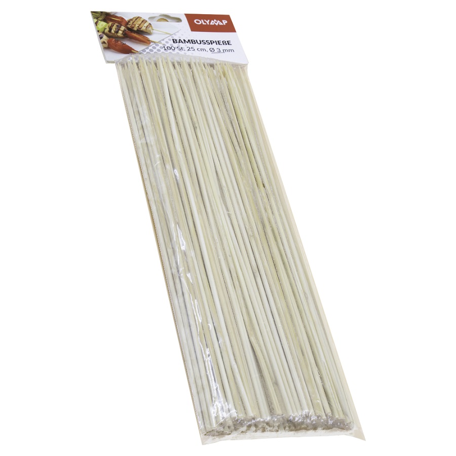Bamboestokjes, 25 cm, Ø 3 mm, 100 stuks verpakking