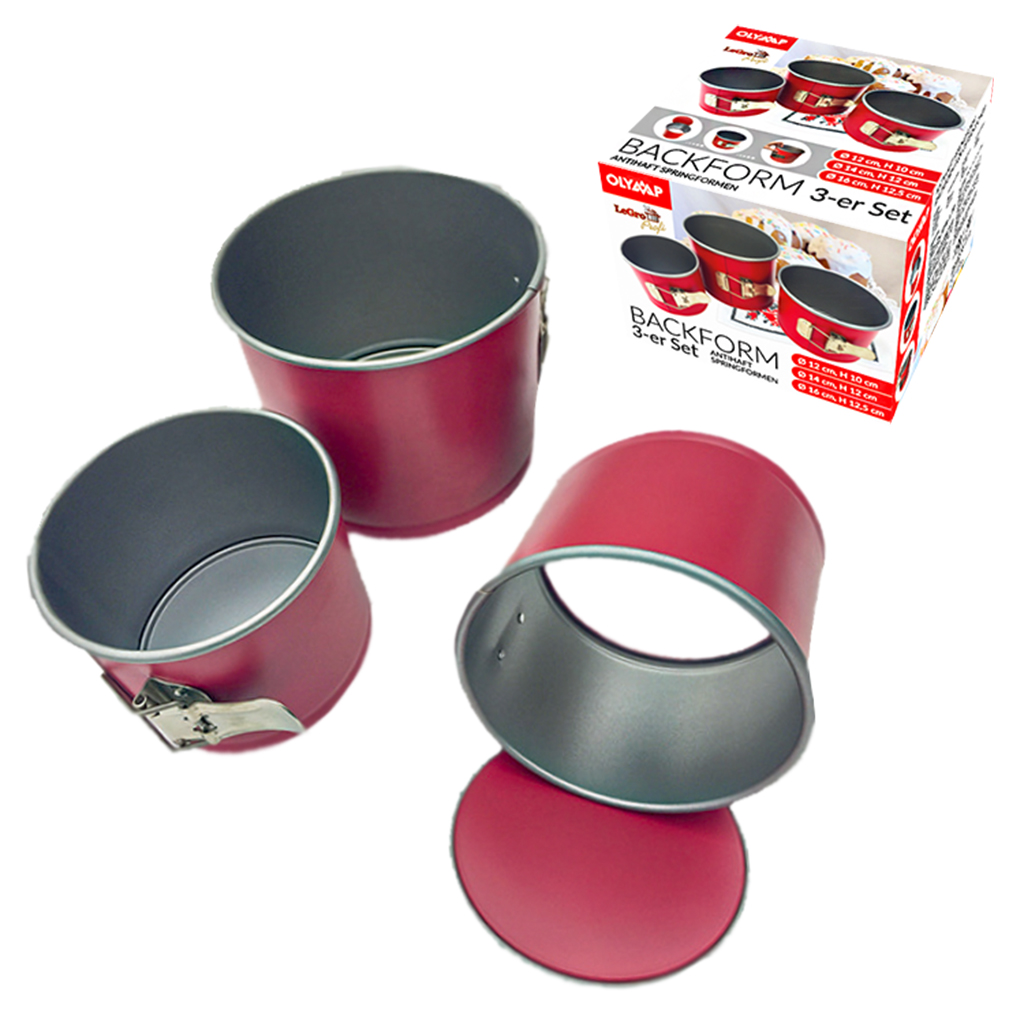 Bakvorm 3-delige set, Ø 12, 14 en 16 cm.