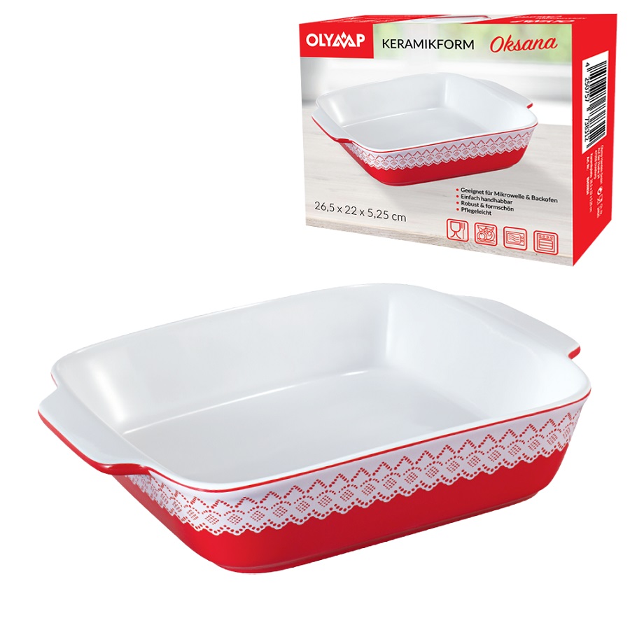Ovenschaal van keramiek "Oksana" 1,5 L, rechthoekig, rood