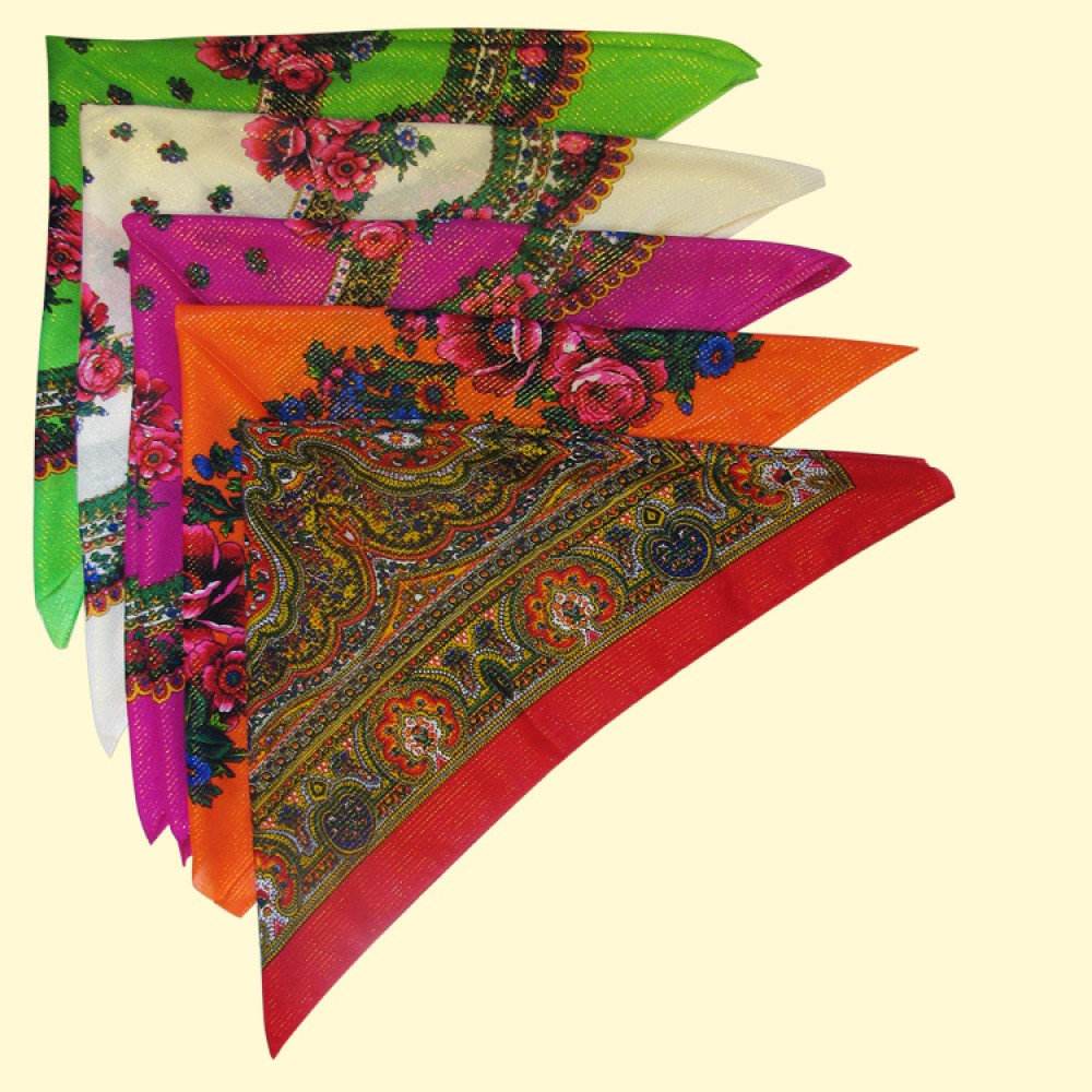 Hoofddoek met Lurex, 75x75 cm, verschillende motieven en kleuren