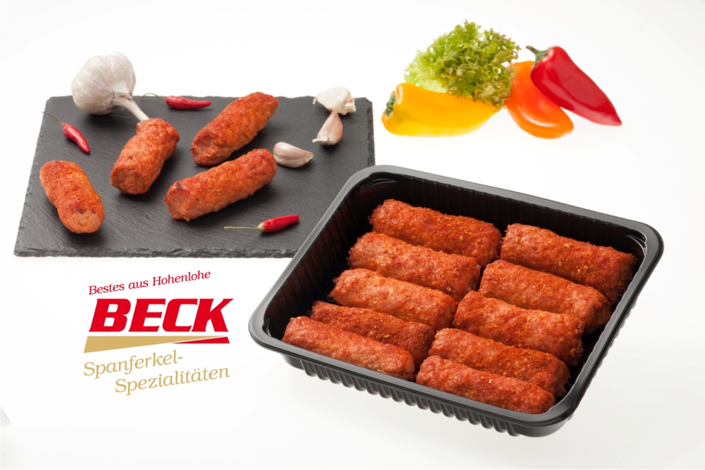 Spanferkel-Cevapcici, gekookt