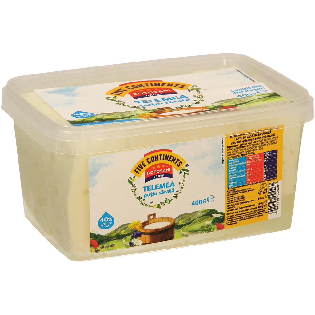 Telemea licht gezouten van koe Melk. Roemeense kaas van gepasteuriseerde koemelk, gerijpt in pekel. Vetgehalte
