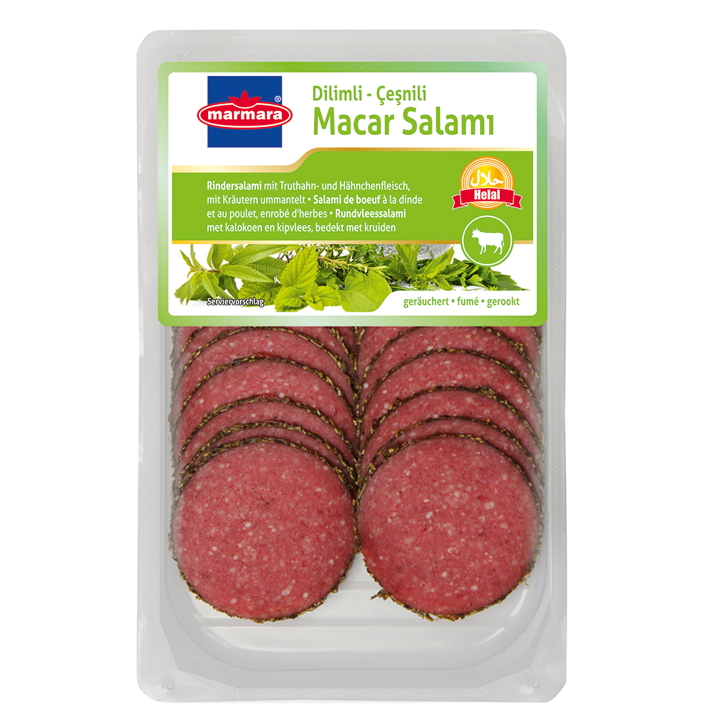 Kruiden-rundersalami met kalkoen- en kipvlees, gerookt