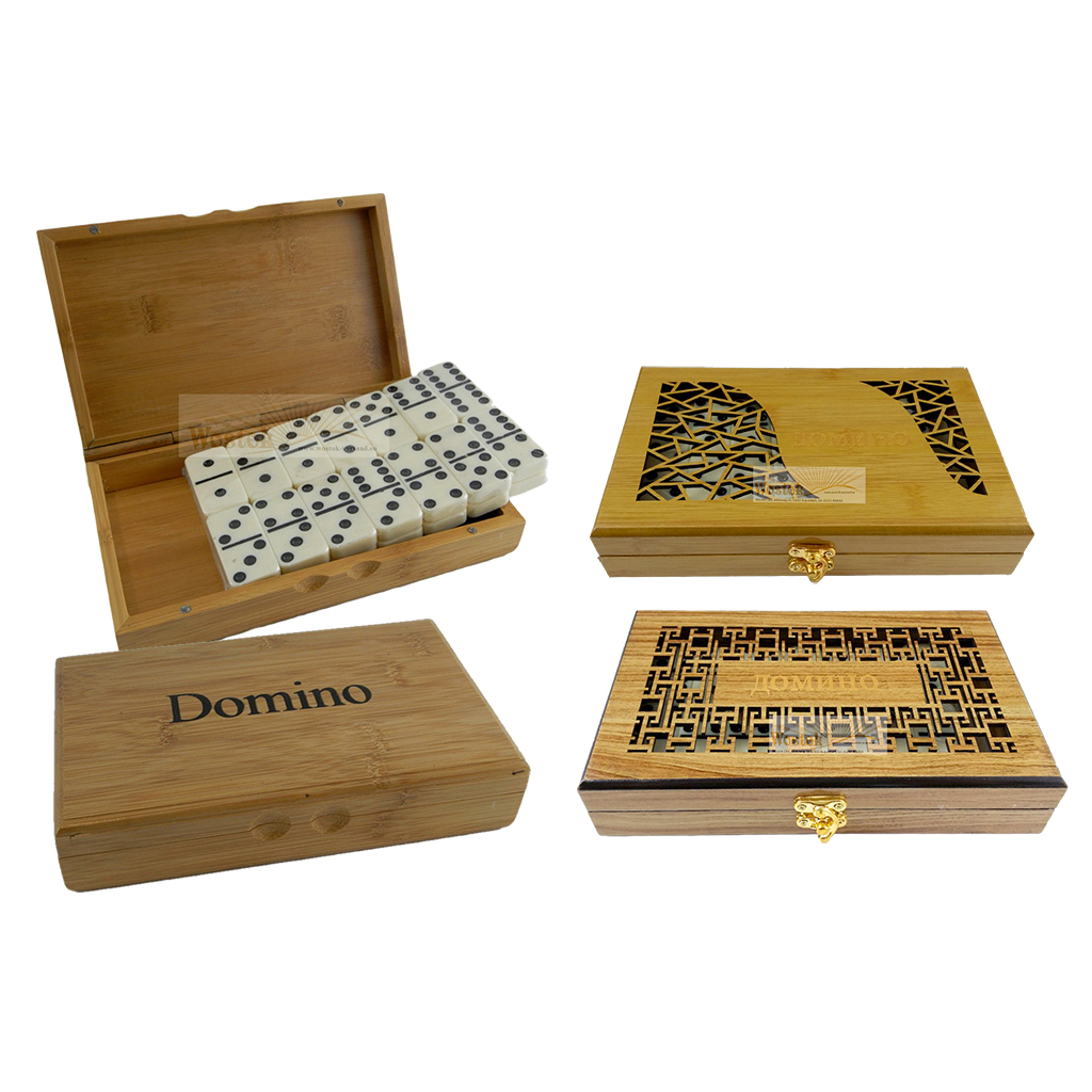 Gezelschapsspel "Domino" in houten geschenkdoos