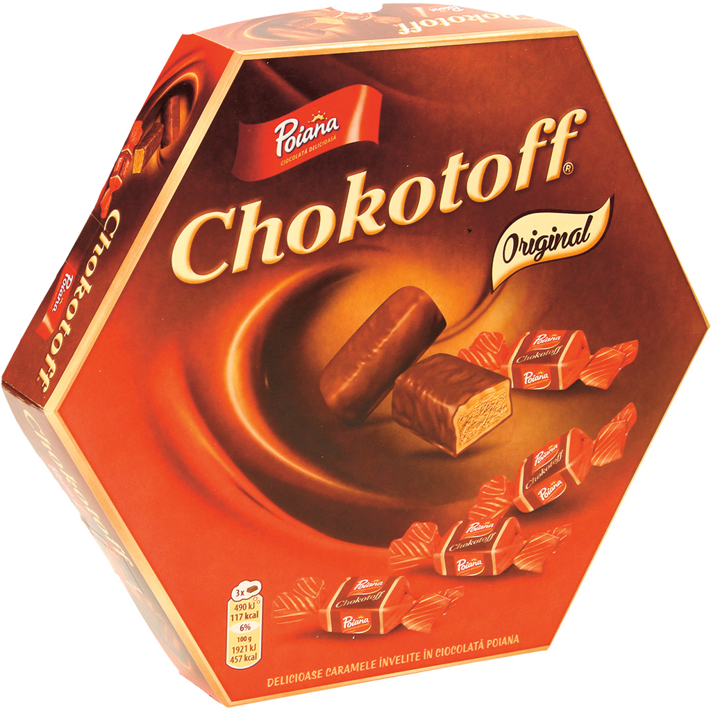 Zachte karamel omhuld met melkchocolade (20%). Melkchocolade bevat naast cacaoboter ook andere plantaardige vetten.