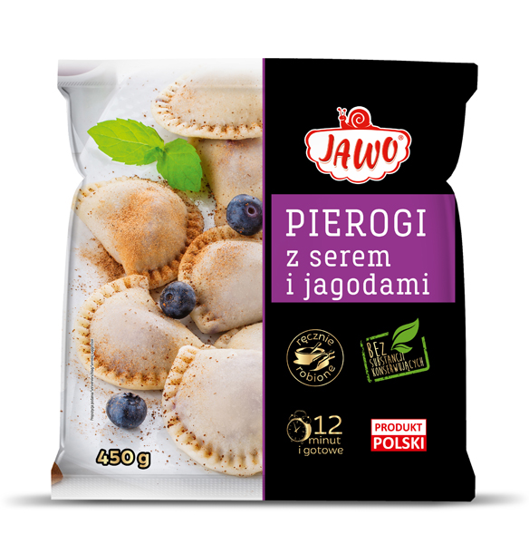 Maultaschen met kwark en bosbessen "Pierogi met kaas en bosbessen", diepgevroren