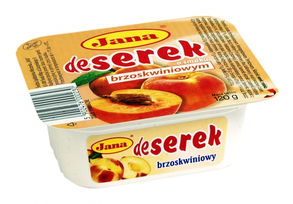 Kwarkdessert met perziksmaak