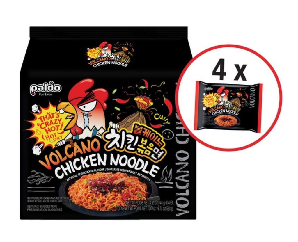 Instant noedels met kippen smaak, pittig gekruid, 4-pack