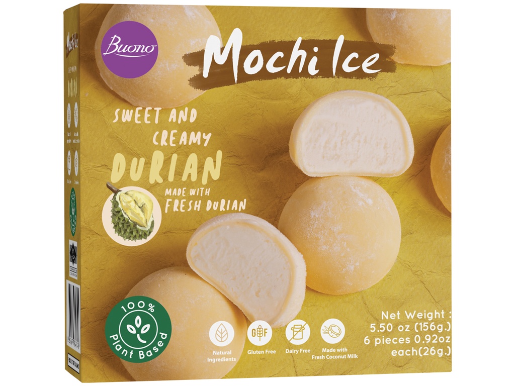 Durian Eisdessert "Mochi" van kokosmelk, diepgevroren