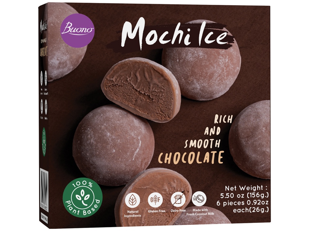 Eisdessert "Mochi" met chocoladesmaak van kokosmelk, diepgevroren