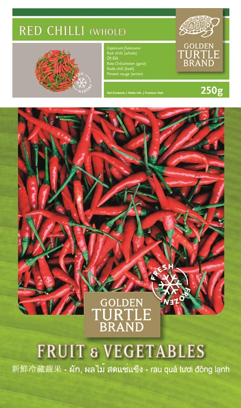 Diepgevroren rode chilipepers