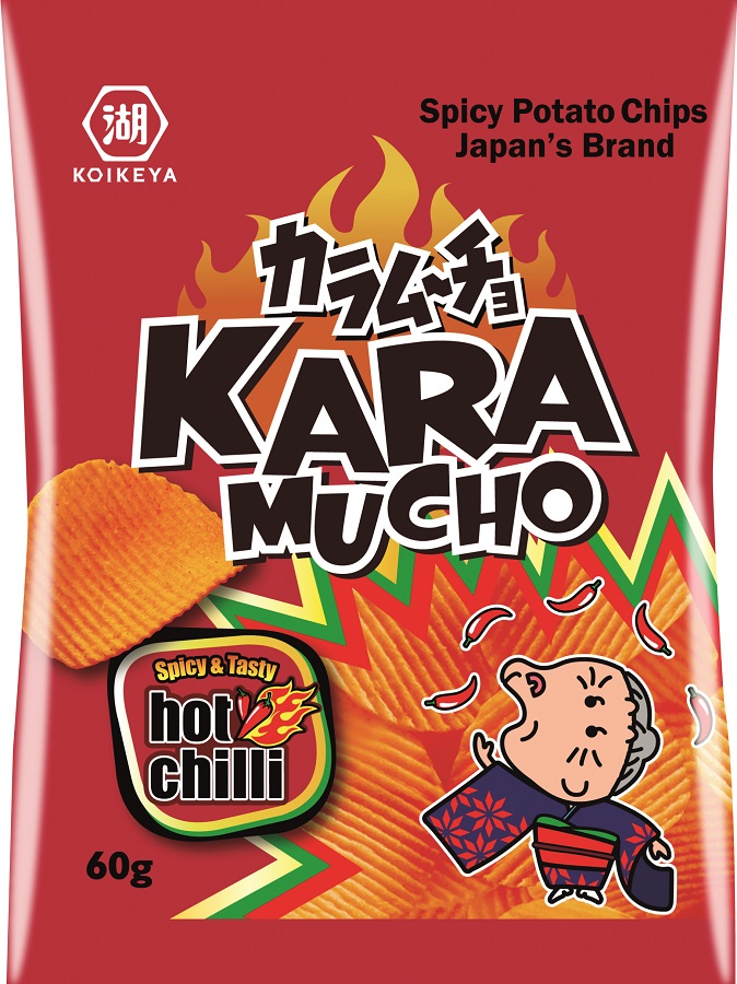 Geribbelde aardappelchips "KARA MUCHO" met suiker en zoetstoffen met chilismaak