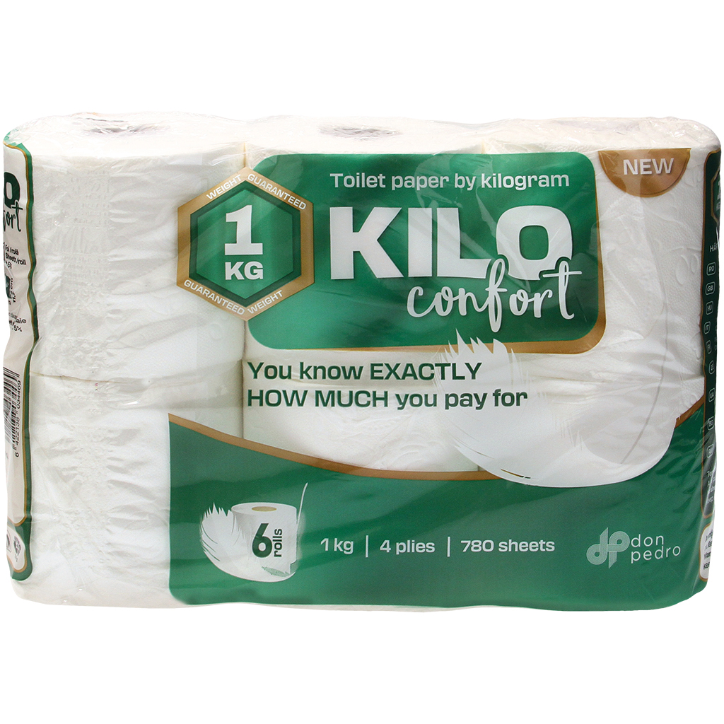 "Kilo-Confort"-Toiletpapier, 4-laags (6 rollen x 130 vellen)
