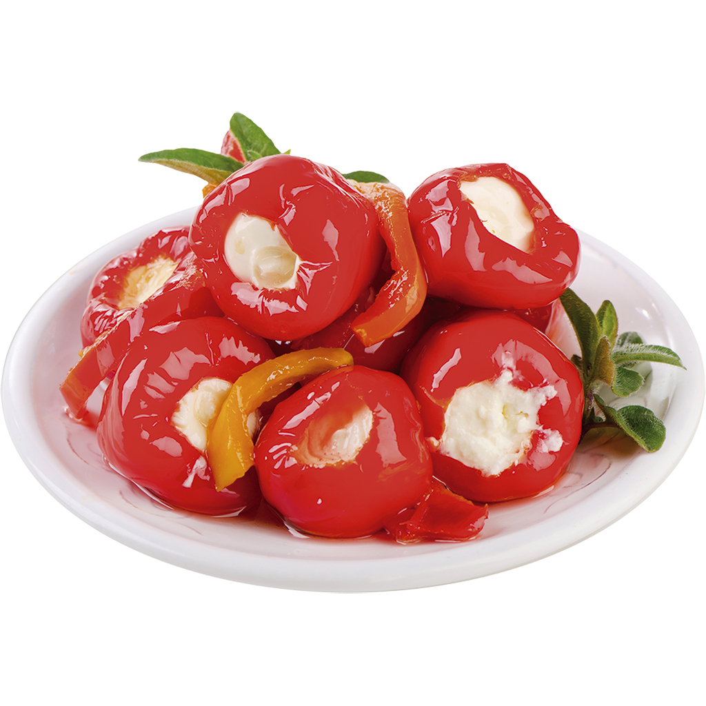 Paprika rood gevuld met kruidenroomkaas
