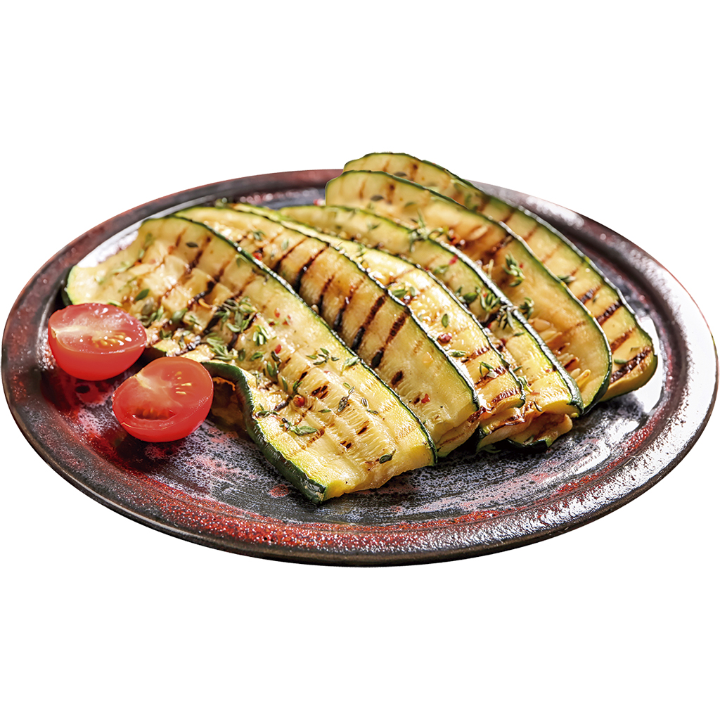Gegrilde courgette, gemarineerd in kruiden & knoflook