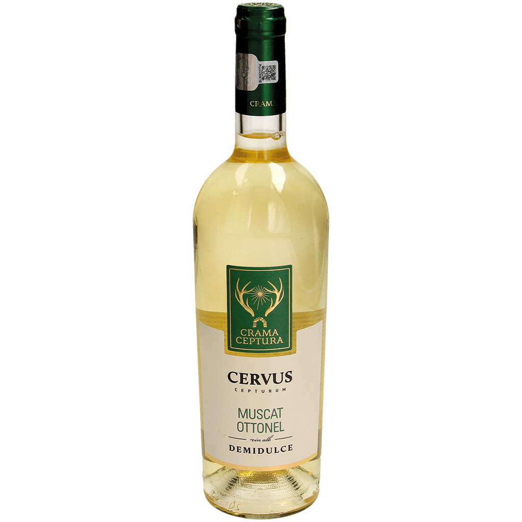 Cervus Muscat Ottonel Witte Wijn Demidulce uit Roemenië, zoet, 12,5% vol.