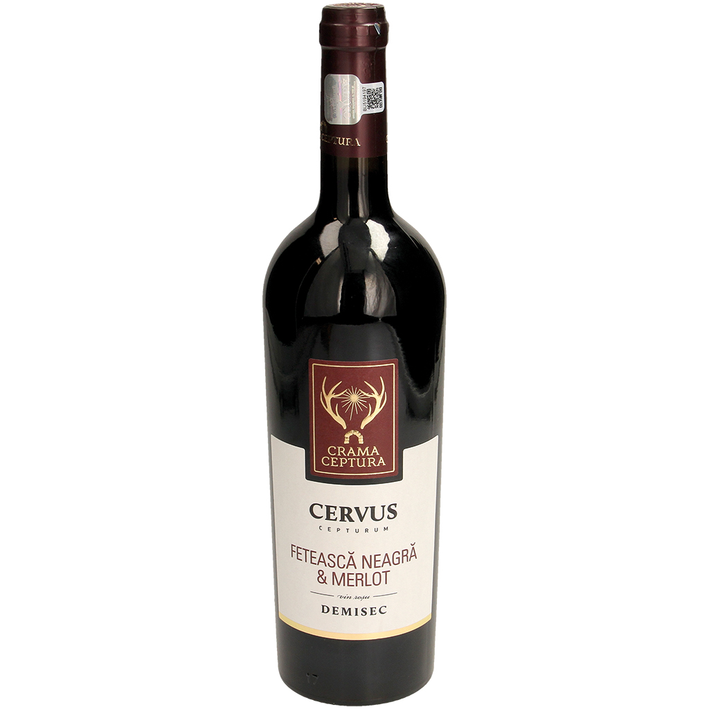 Cervus Fetasca Neagra & Merlot Rode Wijn Demisec" Wijn uit Roemenië, rood, halbtrocken, 13,5% vol