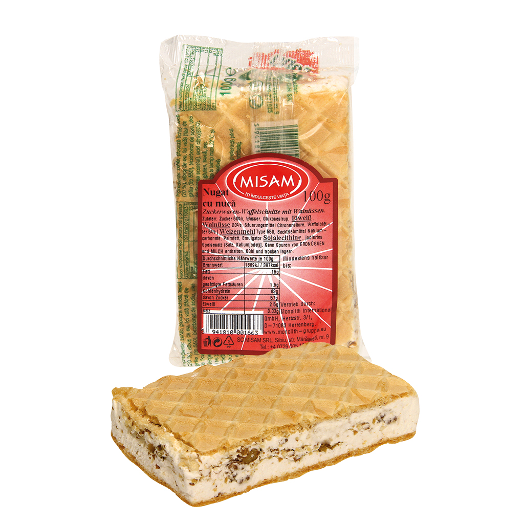 Suikerwaren-wafelsnede met walnoten