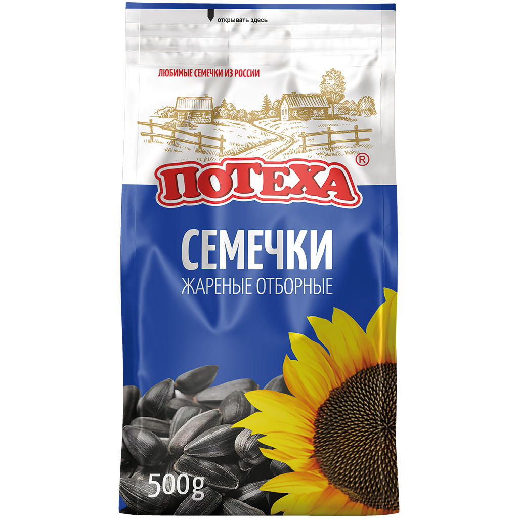 Суперупаковка 12 упаковок: 56198 Соленые семечки подсолнечника в скорлупе, жареные в масле "Потеha"