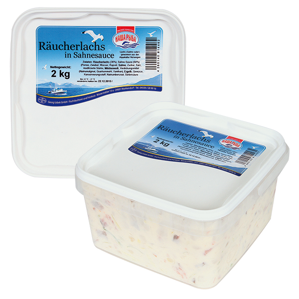 Gerookte zalmsalade in roomsaus