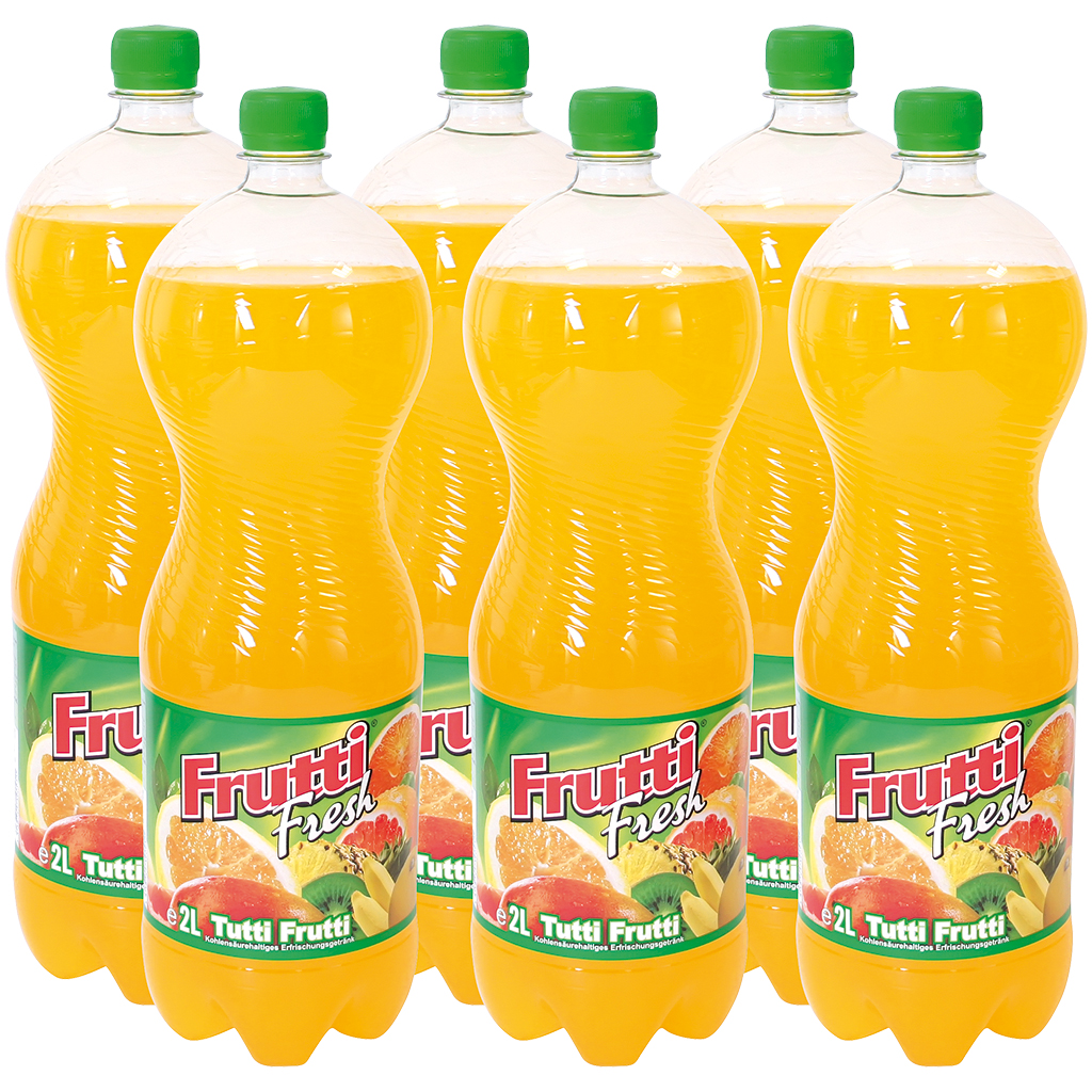 Verfrissingsdrank met toevoeging van meerfruitensap "Frutti Fresh" 6 x 2L