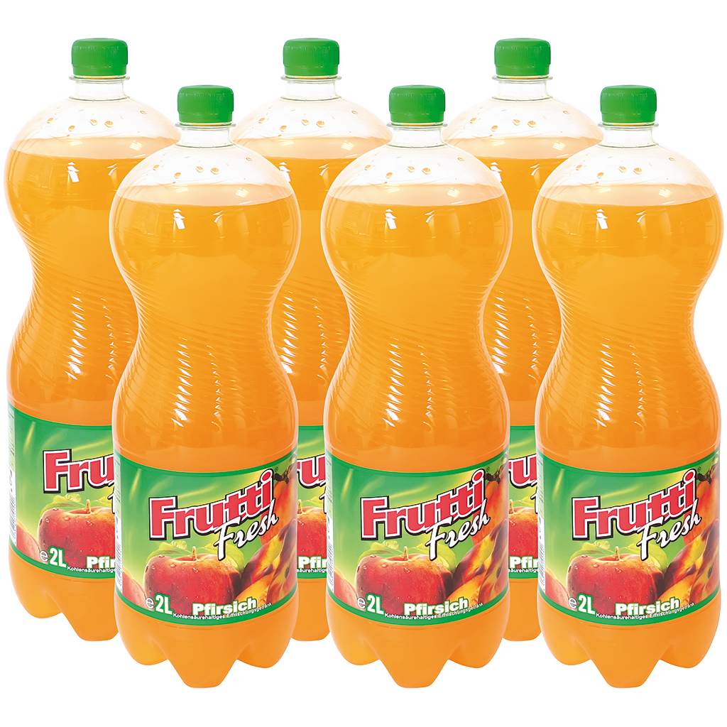 Verfrissingsdrank met toevoeging van perziksap "Frutti Fresh" 6 x 2L