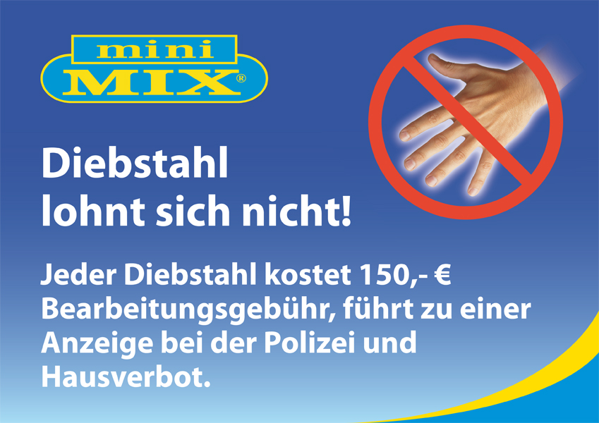 Sticker DIN A4 "Diefstal loont niet" Mini Mix. Levertijd: 2 weken