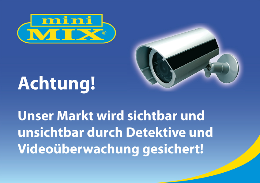 Sticker DIN A4 formaat "Video Surveillance" Mini Mix. Levertijd: 2 weken
