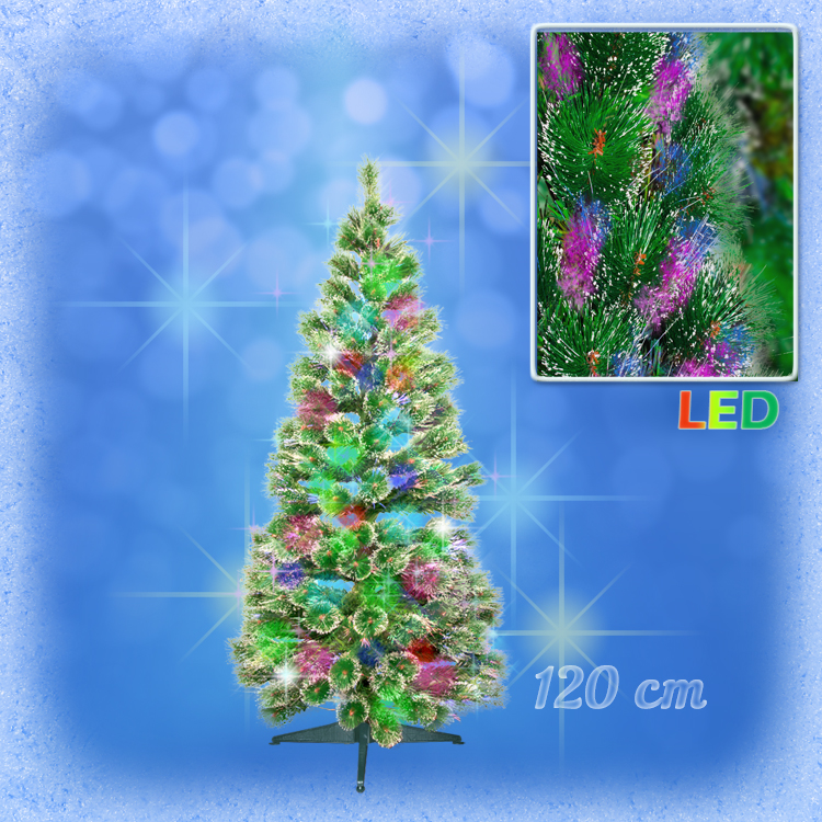 Kunstkerstboom "Spar" met kleurveranderende lichtvezels, 120 cm, inclusief netadapter en standaard