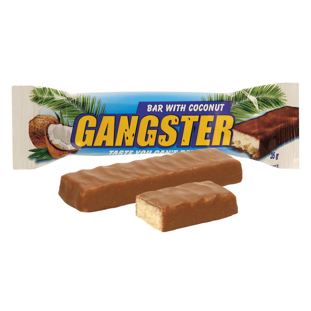 Kokosreep, geparfumeerd, in cacao-vetglazuur