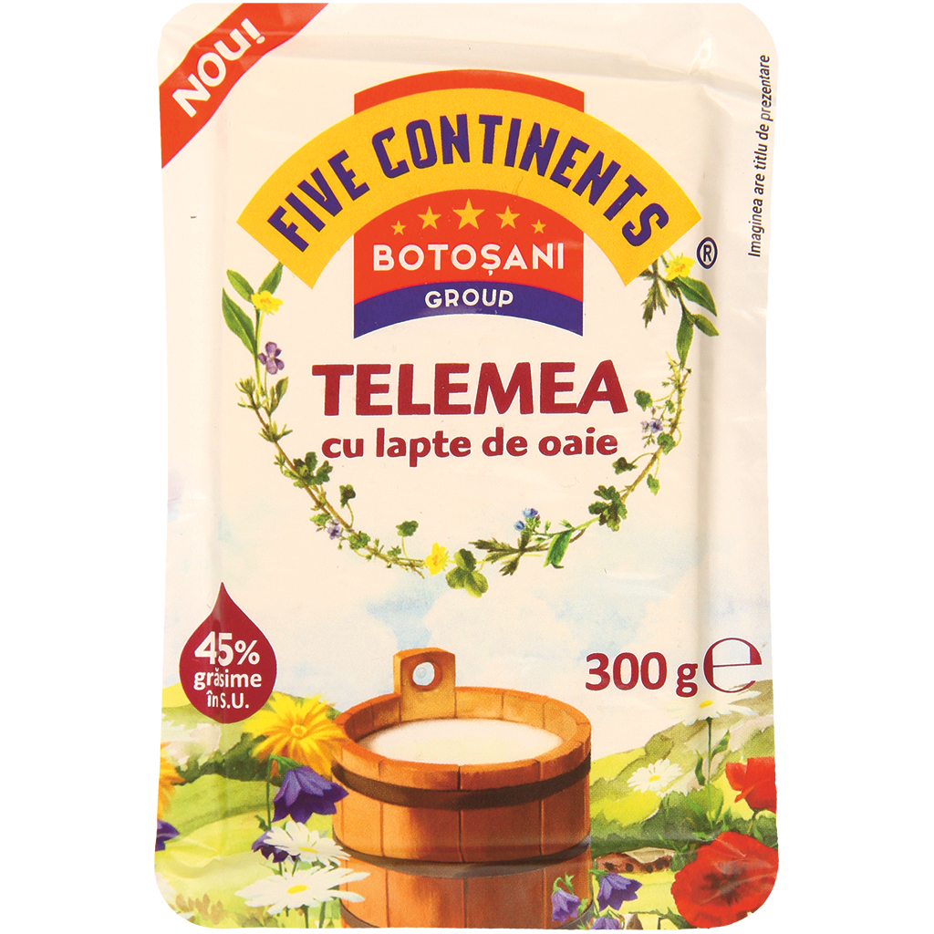 Telemea van schapenmelk. Roemeense kaas, gerijpt in pekel, gemaakt van gepasteuriseerde schapenmelk en gepasteuriseerde koemelk, minimaal 45% vet in droge stof.