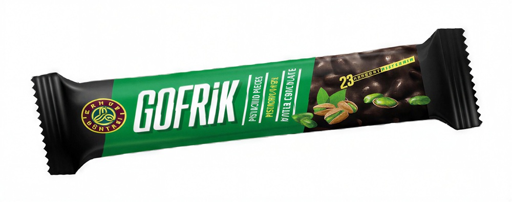 Gofrik - Wafelreep Pure Chocolade met Pistachecrème en Pistachenoten 24x 6