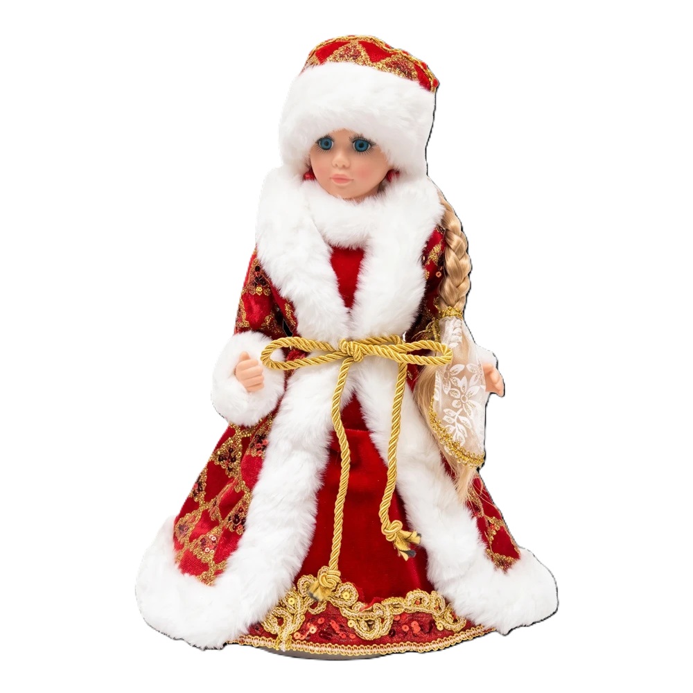 Фигура Снегурочка в бело-красном с серебром, с отделением для конфет и подарков, 35 см